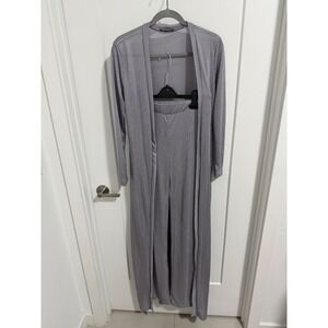 JLUXLABEL Ribbed Duster Pants Set Gray Size Small‎